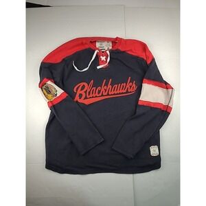 Chicago Blackhawks CCM Sweater Mens Large Black  NHL Hockey Sports Embroidered